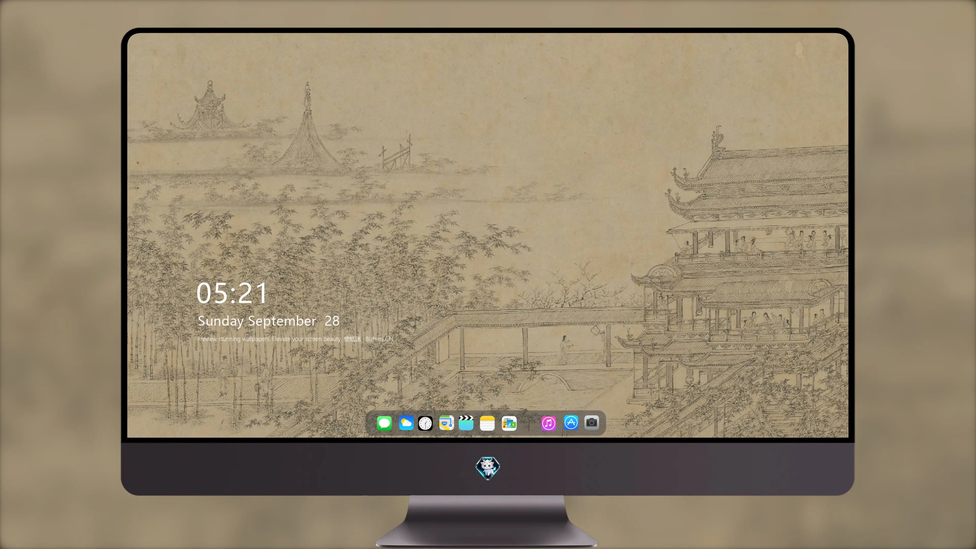 明 仇英连昌宫图文徵明书辞合卷